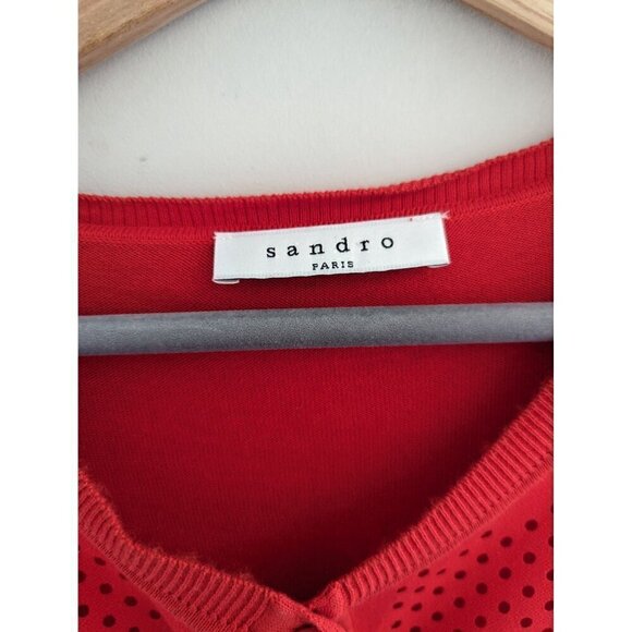 Sandro Paris Patterned Scoop Neck Cutout Cardigan Sweater - Picture 6 of 8